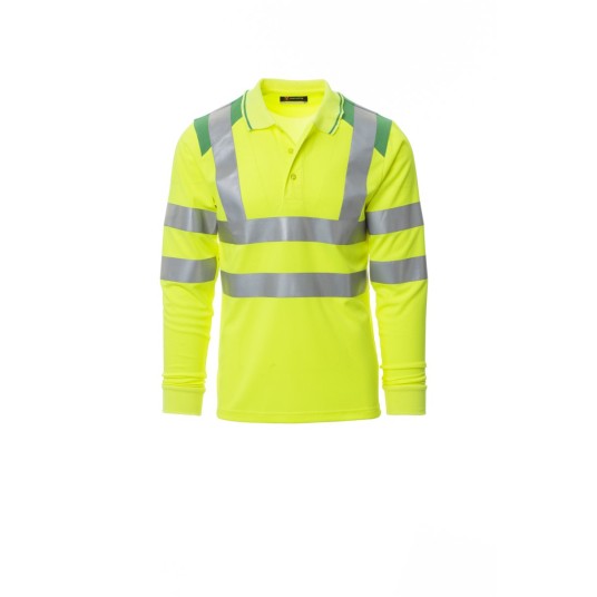 KOSZULKA ODBLASKOWA POLO Z DŁGUIM RĘKAWEM MĘSKA GUARD+WINTER - ŻÓŁTY FLUO/ŻELOWY ZIELONY