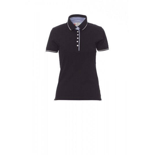 KOSZULKA POLO DAMSKA LEEDS - CZARNY/BIAŁY