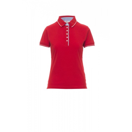 KOSZULKA POLO DAMSKA LEEDS - CZERWONY/BIAŁY
