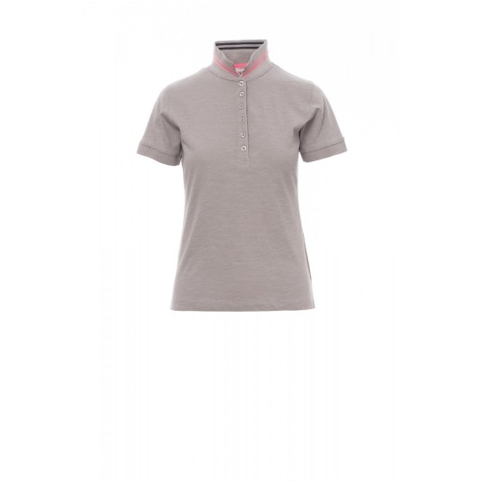KOSZULKA POLO DAMSKA NAUTIC LADY - JASNOSZARY/CZARNO-FUKSJOWY FLUO