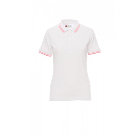 KOSZULKA POLO DAMSKA SKIPPER LADY - BIAŁY/FUKSJOWY NEON