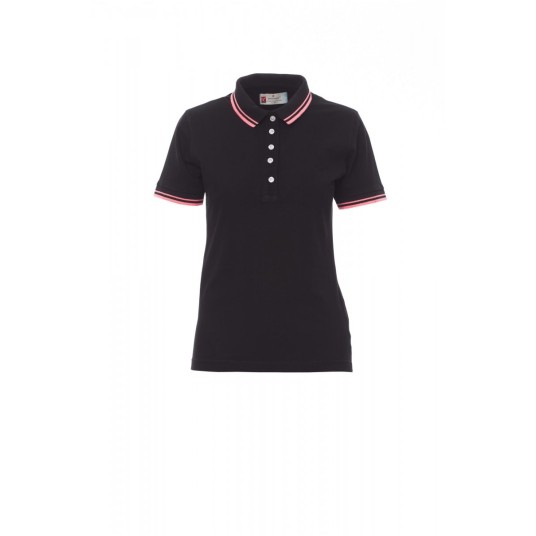 KOSZULKA POLO DAMSKA SKIPPER LADY - CZARNY/FUKSJOWY NEON