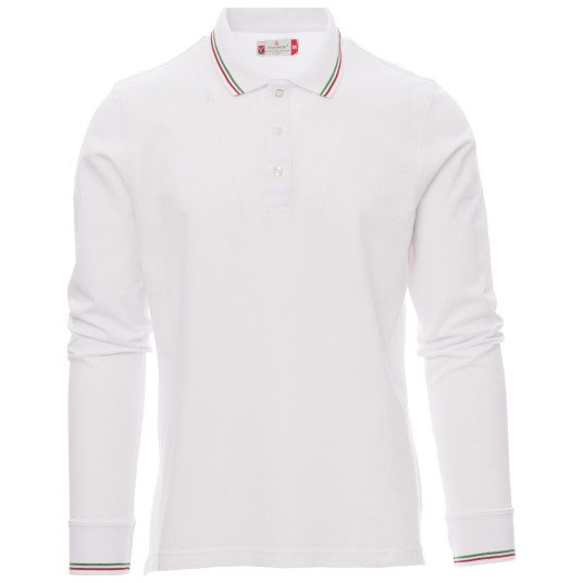 KOSZULKA POLO DŁUGI RĘKAW AVIAZIONE - BIAŁY-WŁOCHY