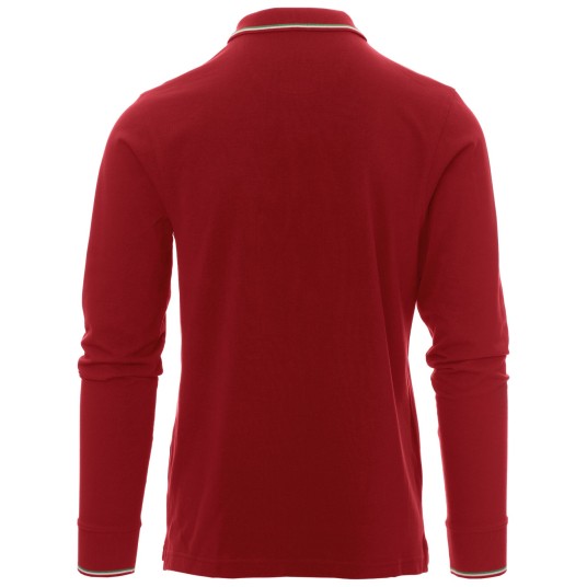 KOSZULKA POLO DŁUGI RĘKAW AVIAZIONE - CZERWIEŃ MARSOWA-WŁOCHY