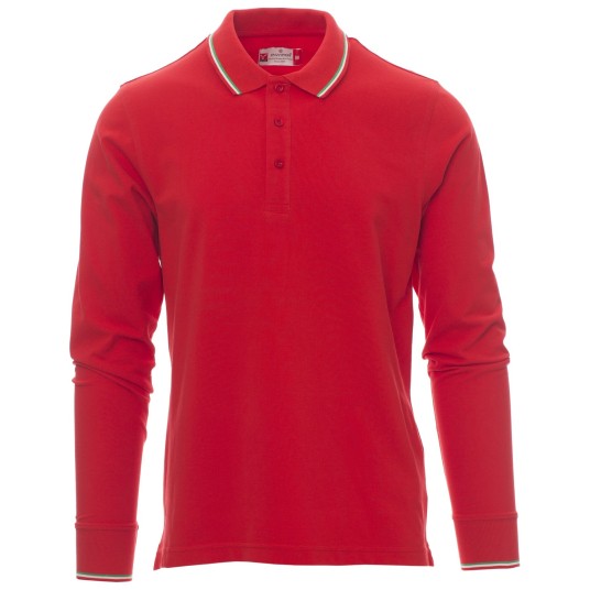 KOSZULKA POLO DŁUGI RĘKAW AVIAZIONE - CZERWONY-WŁOCHY