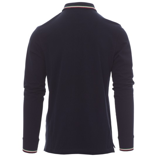 KOSZULKA POLO DŁUGI RĘKAW AVIAZIONE - GRANATOWY-WŁOCHY