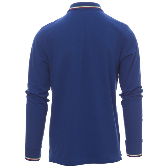 KOSZULKA POLO DŁUGI RĘKAW AVIAZIONE - KRÓLEWSKI NIEBIESKI-WŁOCHY