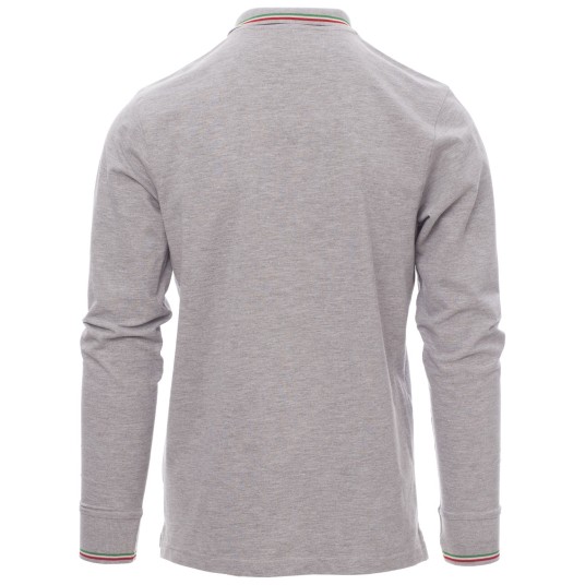 KOSZULKA POLO DŁUGI RĘKAW AVIAZIONE MELANGE - SZARY MELANŻ-WŁOCHY