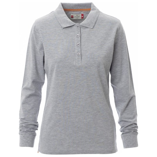 KOSZULKA POLO DŁUGI RĘKAW FLORENCE LADY MELANGE - SZARY MELANŻ