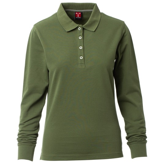 KOSZULKA POLO DŁUGI RĘKAW FLORENCE LADY - ZIELONY WOJSKOWY