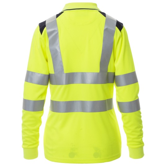 KOSZULKA POLO DŁUGI RĘKAW GUARD+WINTER LADY - ŻÓŁTY FLUO-GRANATOWY