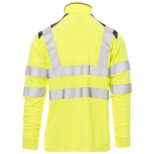 KOSZULKA POLO DŁUGI RĘKAW GUARD+WINTER - ŻÓŁTY FLUO-GRANATOWY