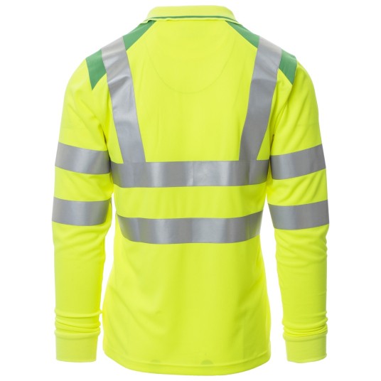 KOSZULKA POLO DŁUGI RĘKAW GUARD+WINTER - ŻÓŁTY FLUO-ŻELOWY ZIELONY