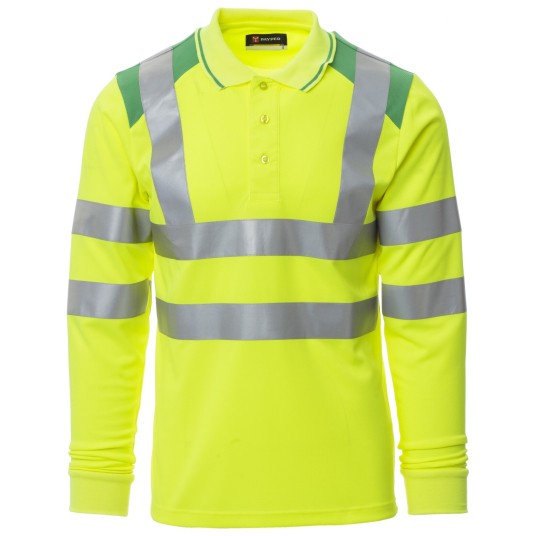KOSZULKA POLO DŁUGI RĘKAW GUARD+WINTER - ŻÓŁTY FLUO-ŻELOWY ZIELONY