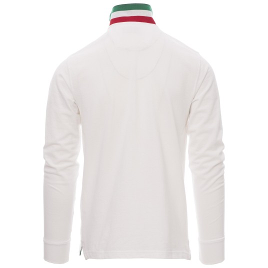 KOSZULKA POLO DŁUGI RĘKAW LONG NATION - BIAŁY-WŁOCHY