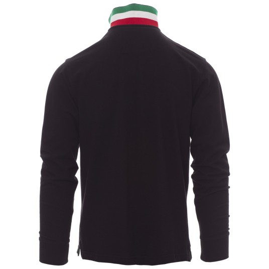 KOSZULKA POLO DŁUGI RĘKAW LONG NATION - CZARNY-WŁOCHY