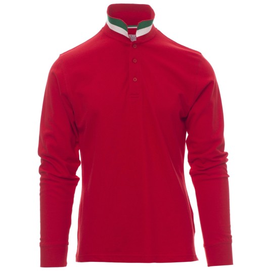 KOSZULKA POLO DŁUGI RĘKAW LONG NATION - CZERWONY-WŁOCHY