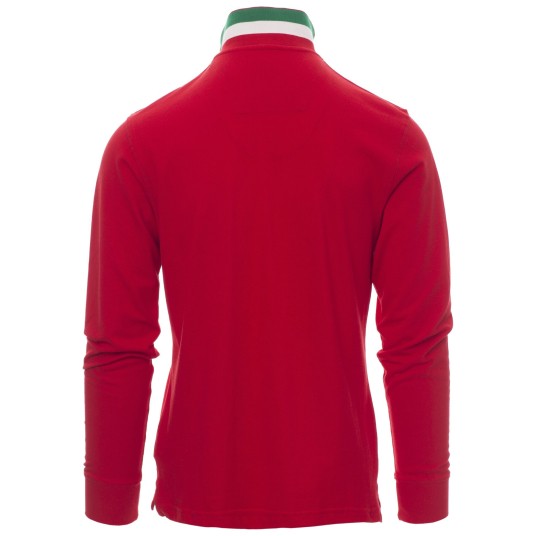 KOSZULKA POLO DŁUGI RĘKAW LONG NATION - CZERWONY-WŁOCHY