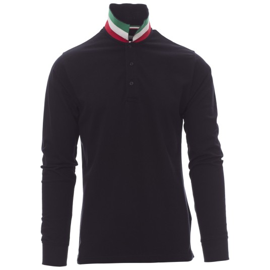 KOSZULKA POLO DŁUGI RĘKAW LONG NATION - GRANATOWY-WŁOCHY