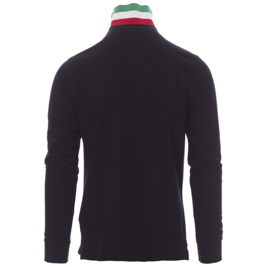 KOSZULKA POLO DŁUGI RĘKAW LONG NATION - GRANATOWY-WŁOCHY