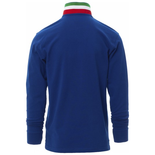 KOSZULKA POLO DŁUGI RĘKAW LONG NATION - KRÓLEWSKI NIEBIESKI-WŁOCHY