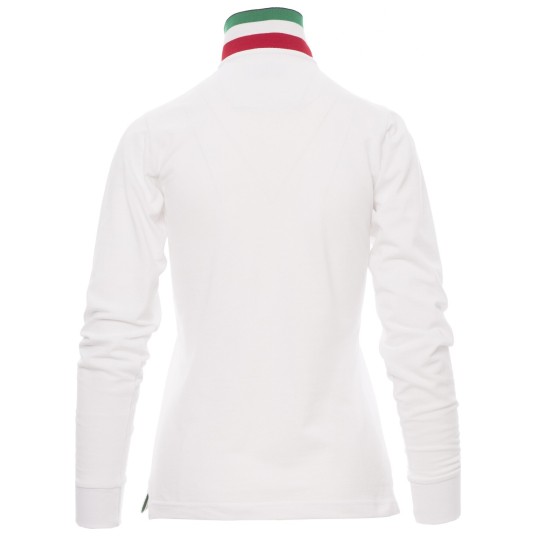 KOSZULKA POLO DŁUGI RĘKAW LONG NATION LADY - BIAŁY-WŁOCHY