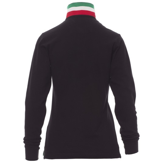 KOSZULKA POLO DŁUGI RĘKAW LONG NATION LADY - CZARNY-WŁOCHY