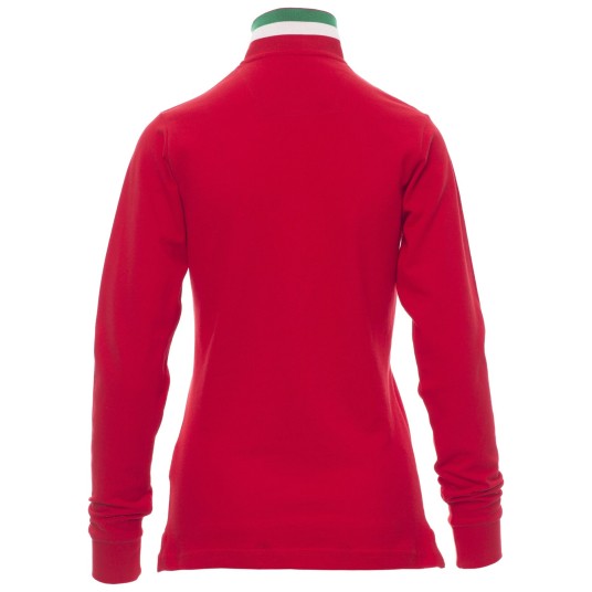 KOSZULKA POLO DŁUGI RĘKAW LONG NATION LADY - CZERWONY-WŁOCHY