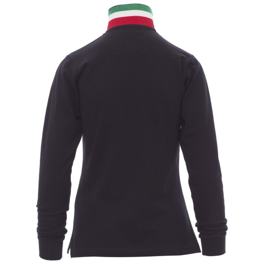 KOSZULKA POLO DŁUGI RĘKAW LONG NATION LADY - GRANATOWY-WŁOCHY