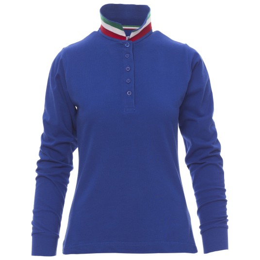 KOSZULKA POLO DŁUGI RĘKAW LONG NATION LADY - KRÓLEWSKI NIEBIESKI-WŁOCHY