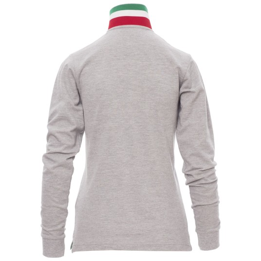 KOSZULKA POLO DŁUGI RĘKAW LONG NATION LADY MELANGE - SZARY MELANŻ-WŁOCHY