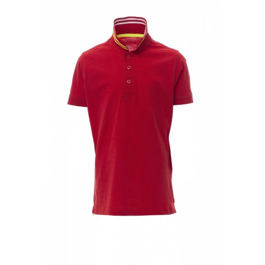 KOSZULKA POLO DZIECIĘCA NAUTIC KIDS - CZERWONA PASJA/BIAŁO-ŻÓŁTY FLUO