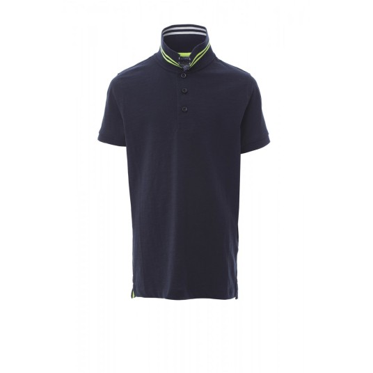 KOSZULKA POLO DZIECIĘCA NAUTIC KIDS - NIEBIESKI DENIM/BIAŁO-ŻÓŁTY FLUO