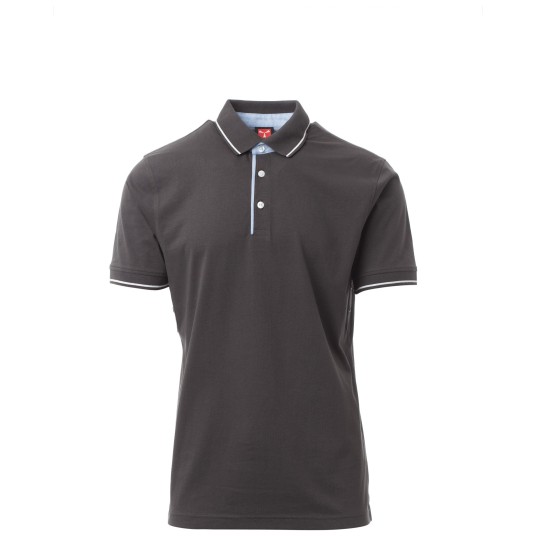 KOSZULKA POLO KRÓTKI RĘKAW CAMBRIDGE - ANTRACITE-BIANCO