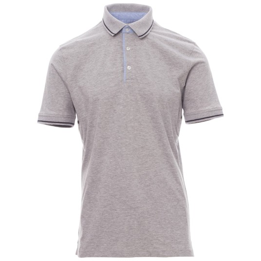 KOSZULKA POLO KRÓTKI RĘKAW CAMBRIDGE MELANGE - SZARY MELANŻ-GRANATOWY