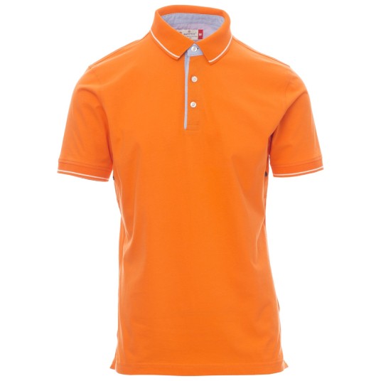 KOSZULKA POLO KRÓTKI RĘKAW CAMBRIDGE - POMARAŃCZOWY-BIAŁY