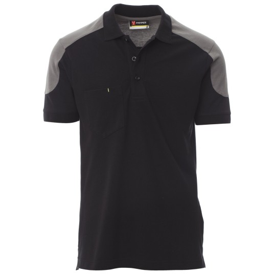 KOSZULKA POLO KRÓTKI RĘKAW COMPANY - CZARNY-ZADYMIONY