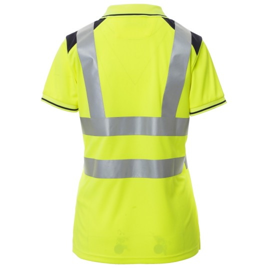KOSZULKA POLO KRÓTKI RĘKAW GUARD+LADY - ŻÓŁTY FLUO-GRANATOWY