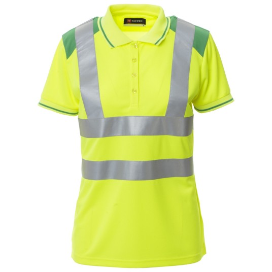 KOSZULKA POLO KRÓTKI RĘKAW GUARD+LADY - ŻÓŁTY FLUO-ŻELOWY ZIELONY