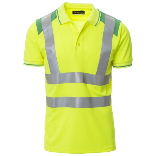 KOSZULKA POLO KRÓTKI RĘKAW GUARD+ - ŻÓŁTY FLUO-ŻELOWY ZIELONY