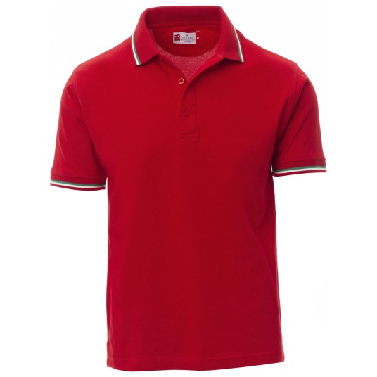 KOSZULKA POLO KRÓTKI RĘKAW ITALIA - CZERWIEŃ MARSOWA