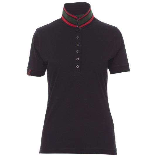 KOSZULKA POLO KRÓTKI RĘKAW MEMPHIS LADY - CZARNY-CZERWONO-ZIELONY