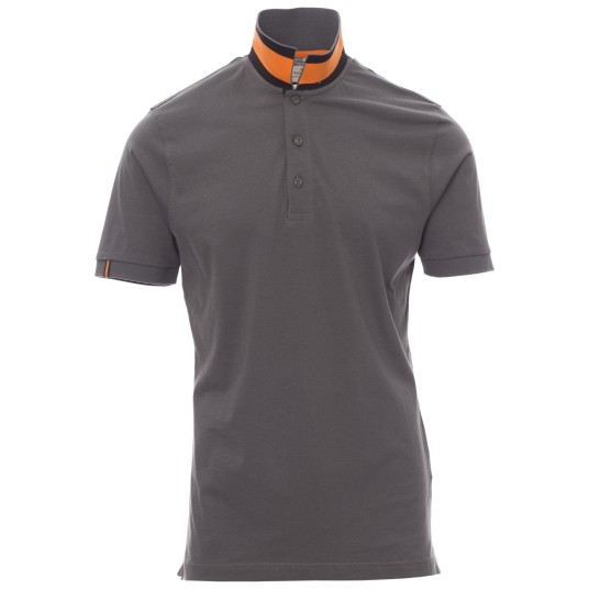 KOSZULKA POLO KRÓTKI RĘKAW MEMPHIS - ZADYMIONY-ŻYWY POMARAŃCZOWY-CZARNY