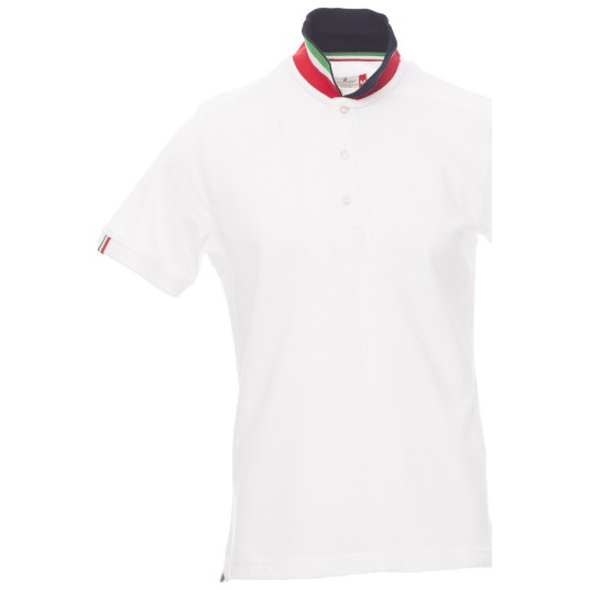 KOSZULKA POLO KRÓTKI RĘKAW NATION - BIAŁY-WŁOCHY