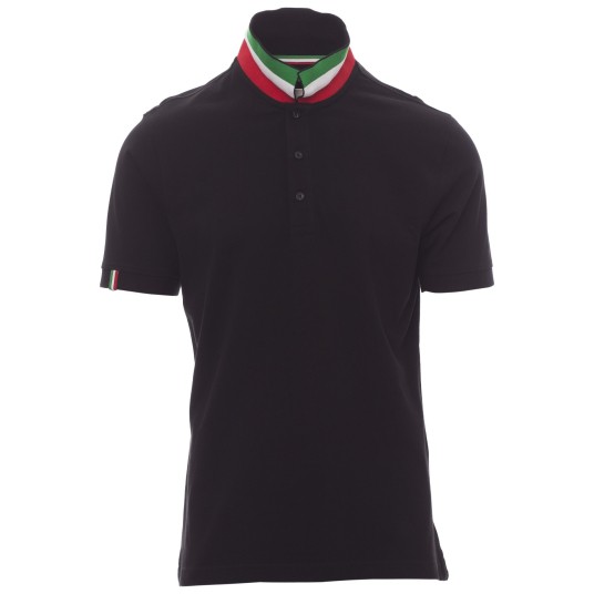 KOSZULKA POLO KRÓTKI RĘKAW NATION - CZARNY-WŁOCHY