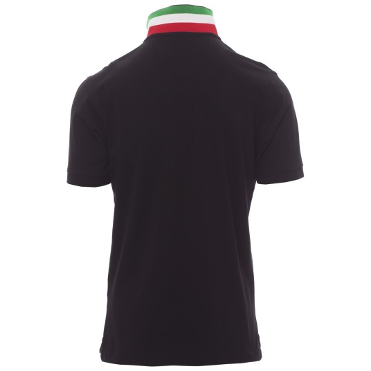 KOSZULKA POLO KRÓTKI RĘKAW NATION - CZARNY-WŁOCHY