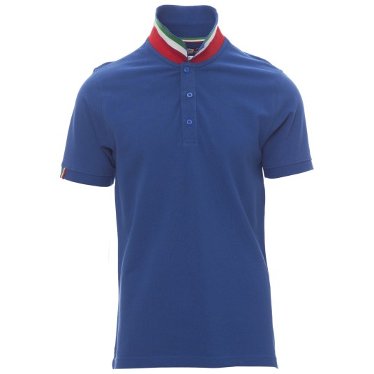 KOSZULKA POLO KRÓTKI RĘKAW NATION - KRÓLEWSKI NIEBIESKI-WŁOCHY