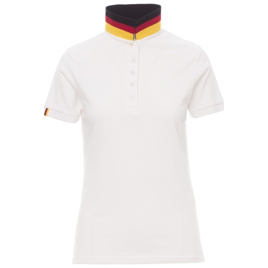 KOSZULKA POLO KRÓTKI RĘKAW NATION LADY - BIAŁY-NIEMCY