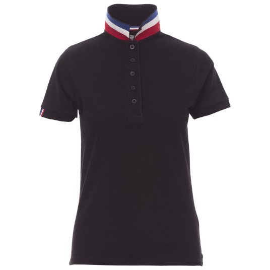 KOSZULKA POLO KRÓTKI RĘKAW NATION LADY - CZARNY-FRANCJA