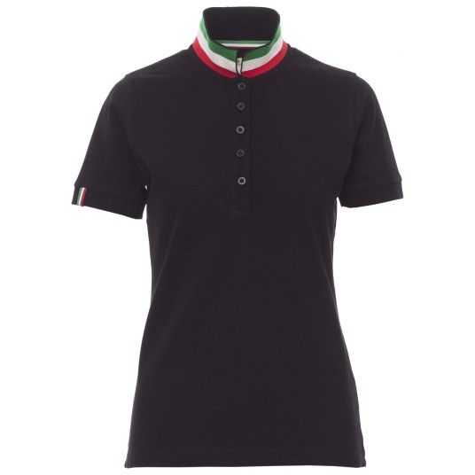 KOSZULKA POLO KRÓTKI RĘKAW NATION LADY - CZARNY-WŁOCHY
